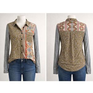 Hem & Thread Women’s Patchwork Blouse | Floral & Paisley Print | Size Small